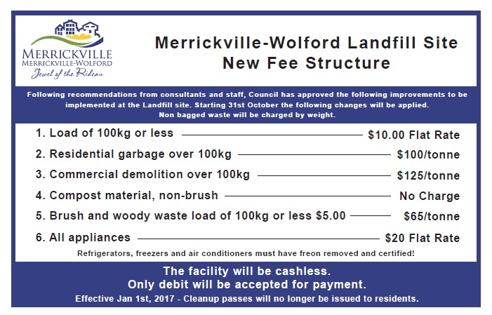 Landfill Site New Fee Structure